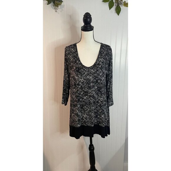J. Jill Wearever Collection Womens Black & White Stretch Top Size L - Picture 8 of 15